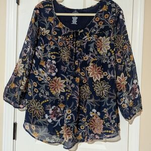 St. John's Bay Navy Floral Blouse